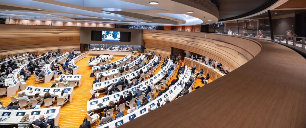 WHO / Pierre Albouy A meeting of Committee B on 29 May 2024 at the Seventy-seventh World Health Assembly in Geneva, Switzerland.