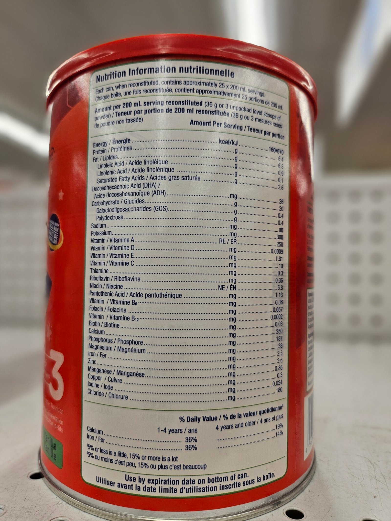 Enfagrow A+ powder nutrition information