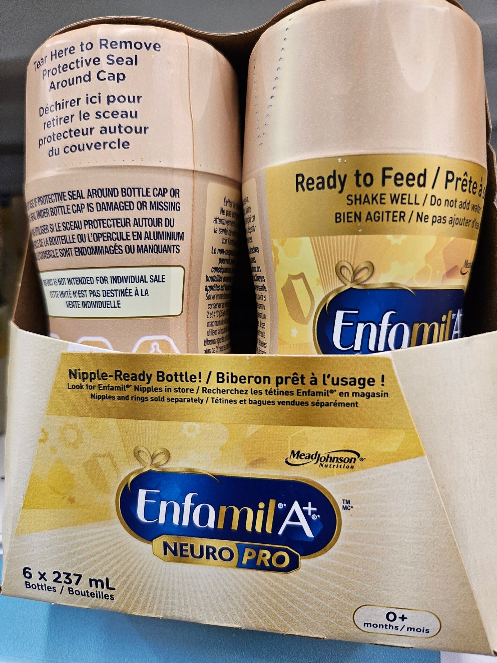 Enfamil A+ NeuroPro ready-to-feed six-pack end panel