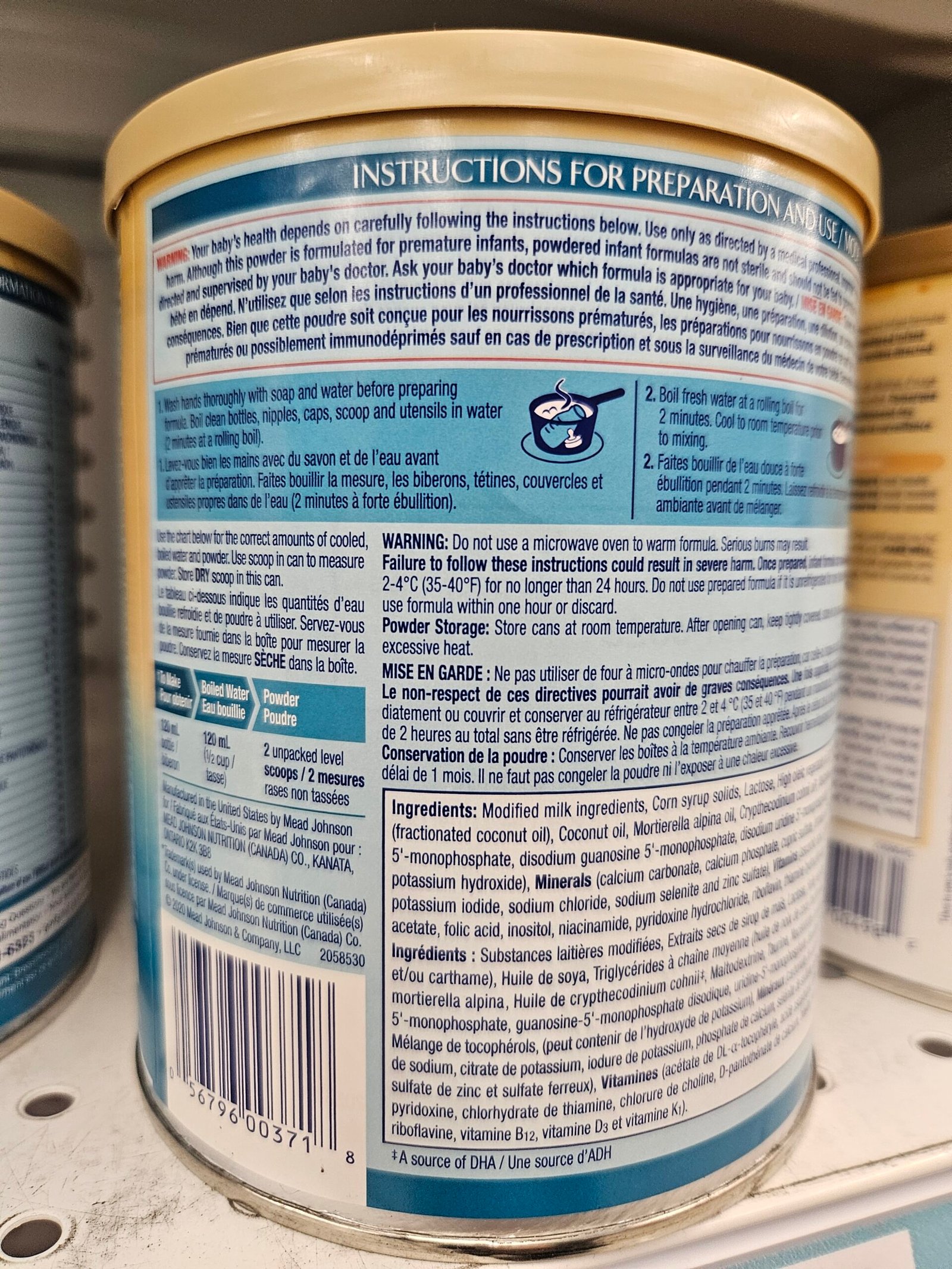 Enfamil A+ EnfaCare powder preparation left panel