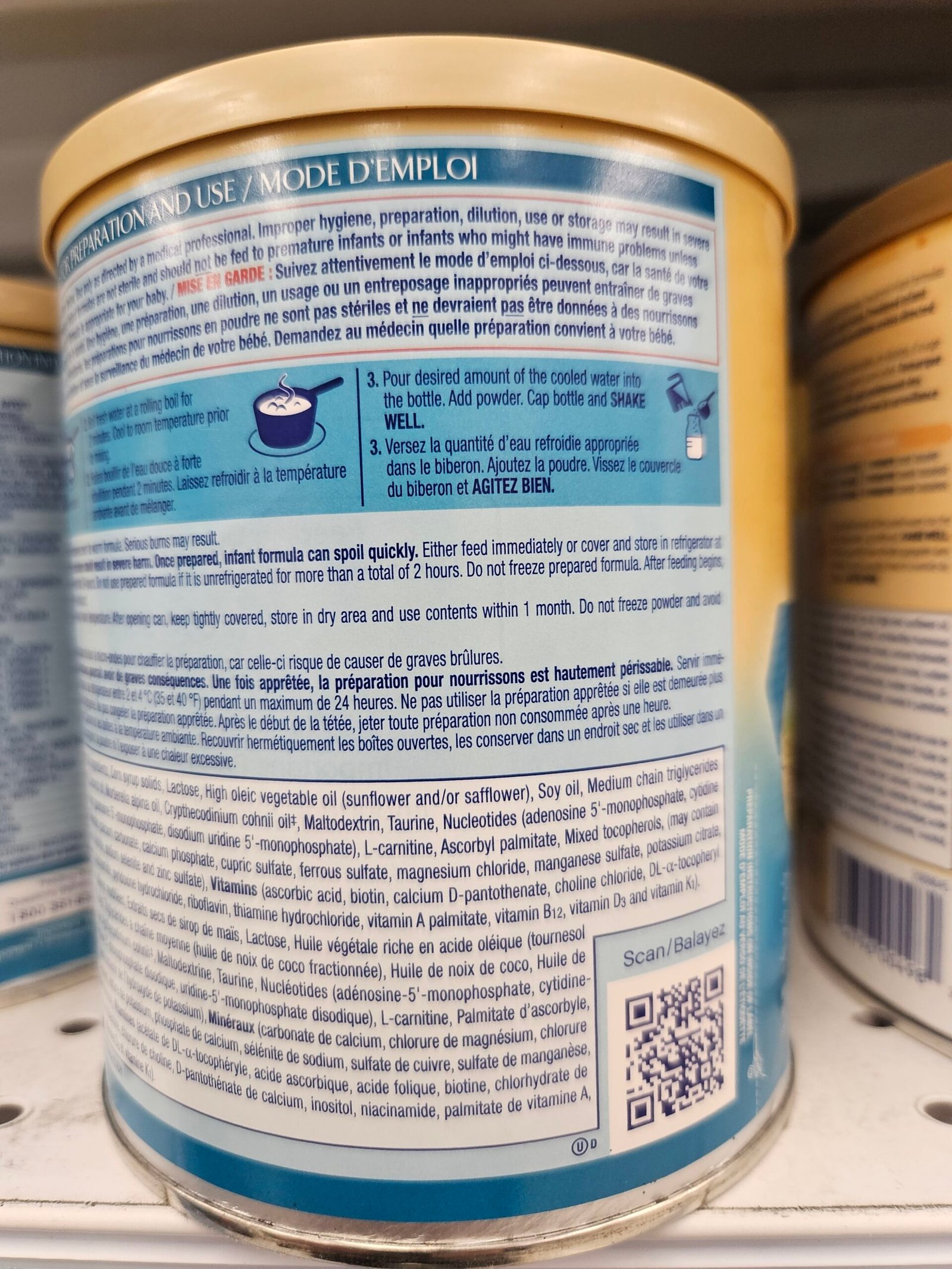 Enfamil A+ EnfaCare powder preparation right panel